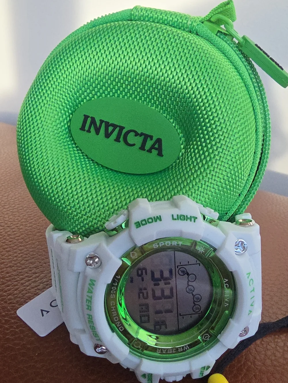ACTIVA X INVICTA NWT White and Green Digital Chronograph Watch With Keychain